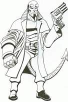 coloriage hellboy arme au poing